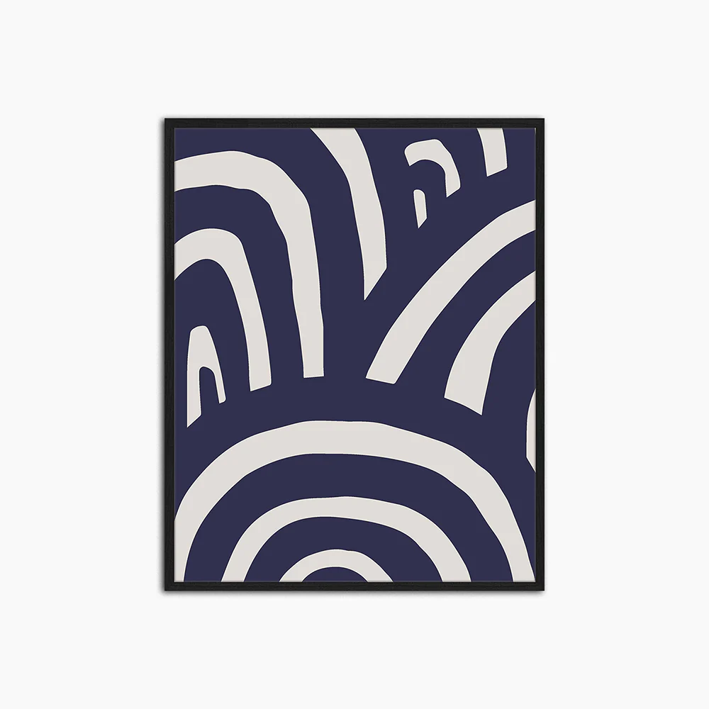 Blue Abstract Rainbows - Print Muurdecoratie