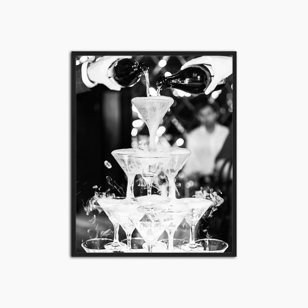 Champagne Piramid - Print Muurdecoratie