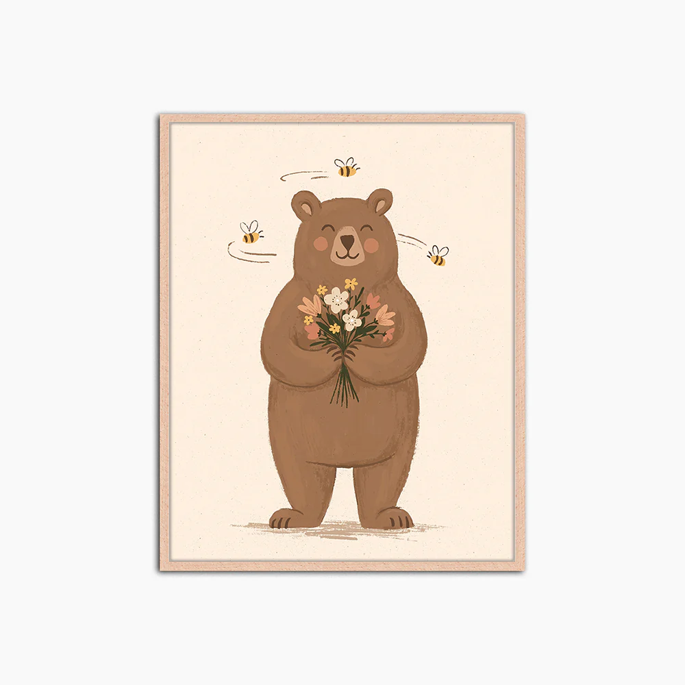 Cheerful Bear - Print Muurdecoratie