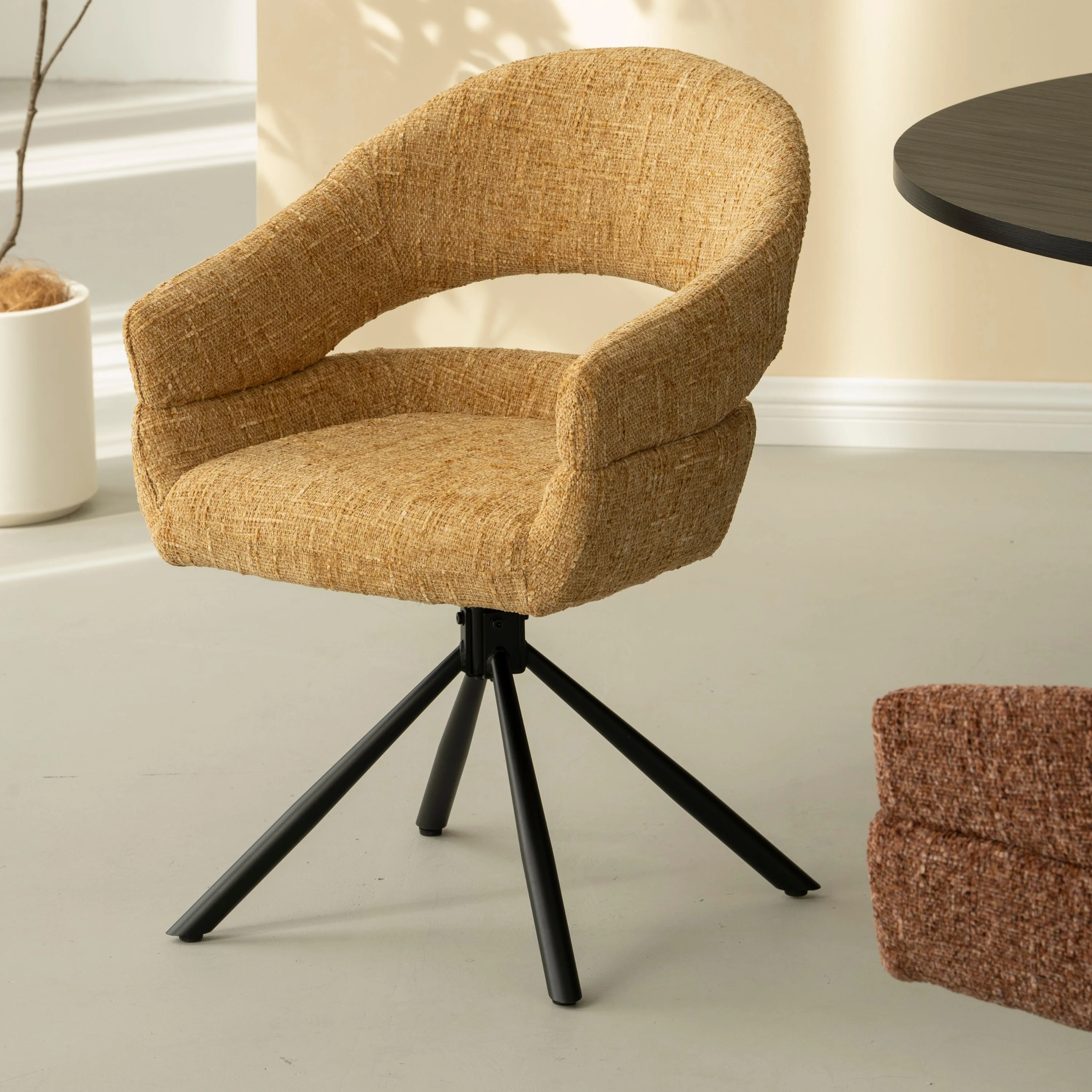 Clover Draaistoel - Geel - Chenille - Image 2