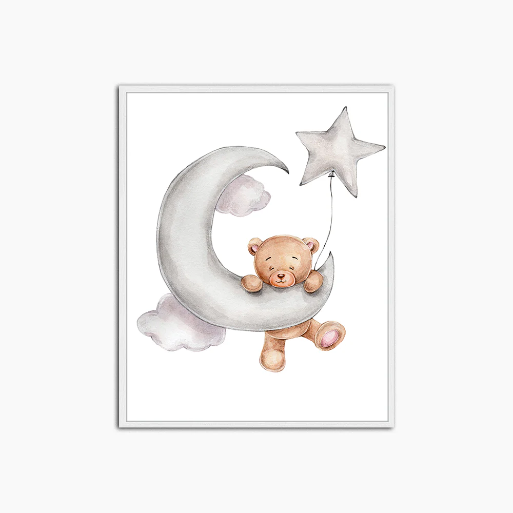 Cute Bear Upon the Moon - Print Muurdecoratie
