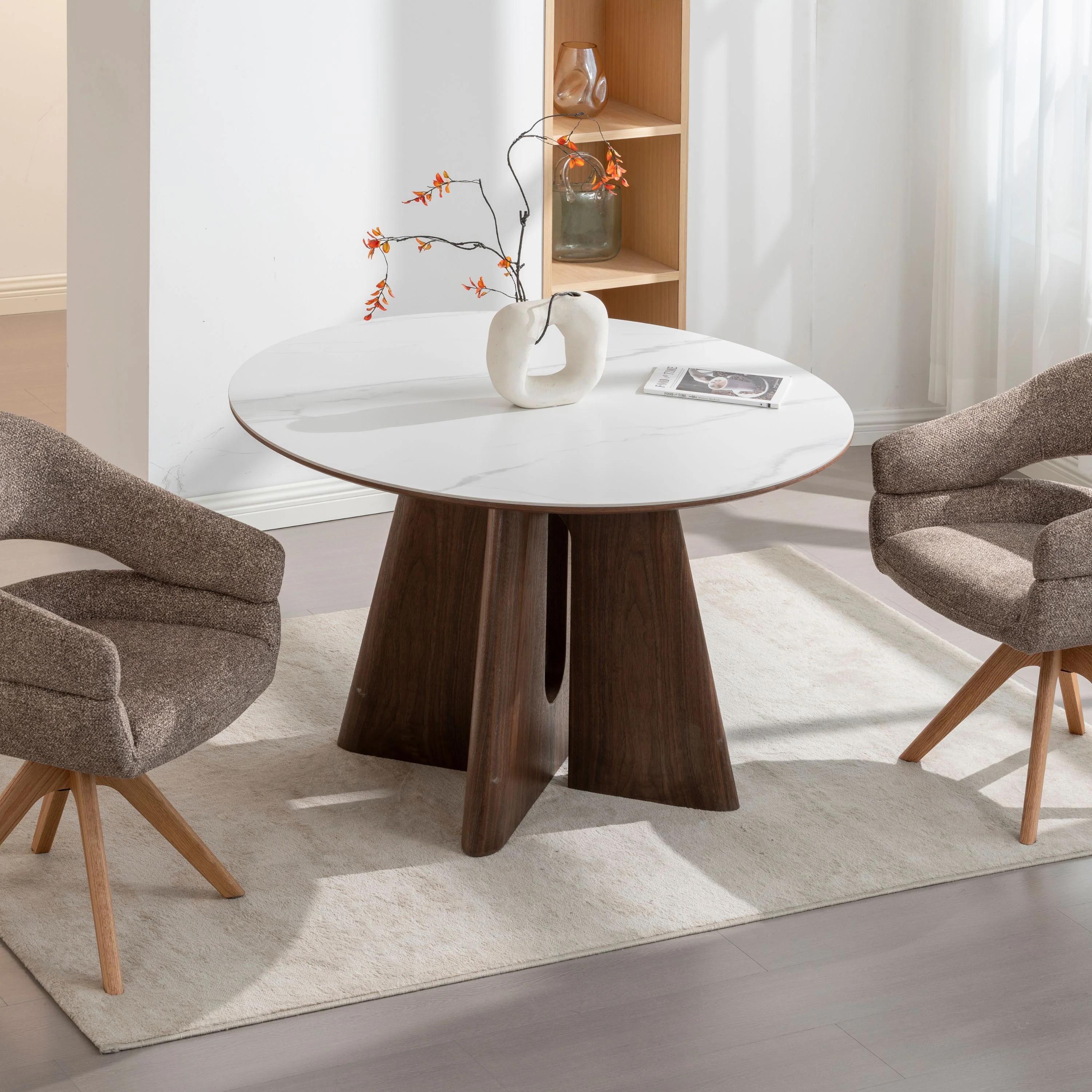 Eettafel Rond Lou - Keramisch Walnoot Fineer - 120cm - Image 3