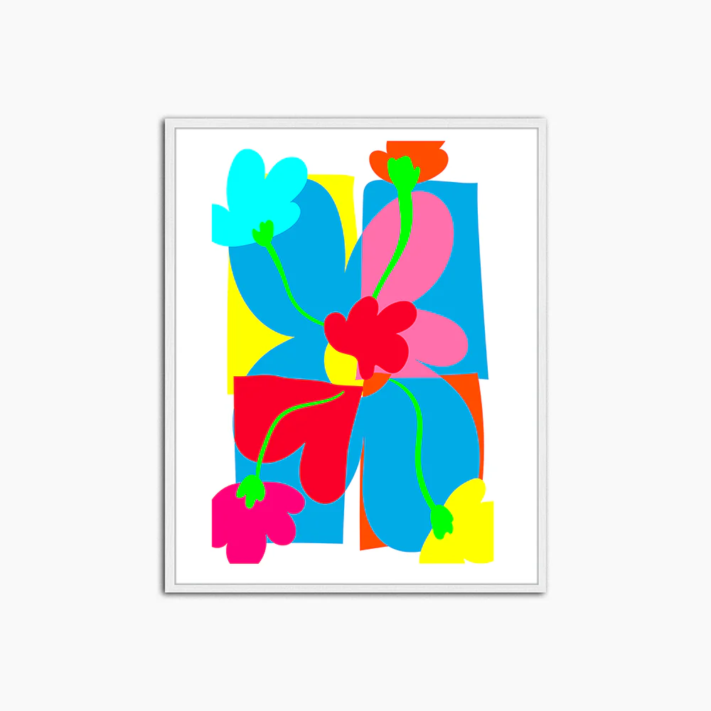 Fluo Abstract Flowers - Print Muurdecoratie