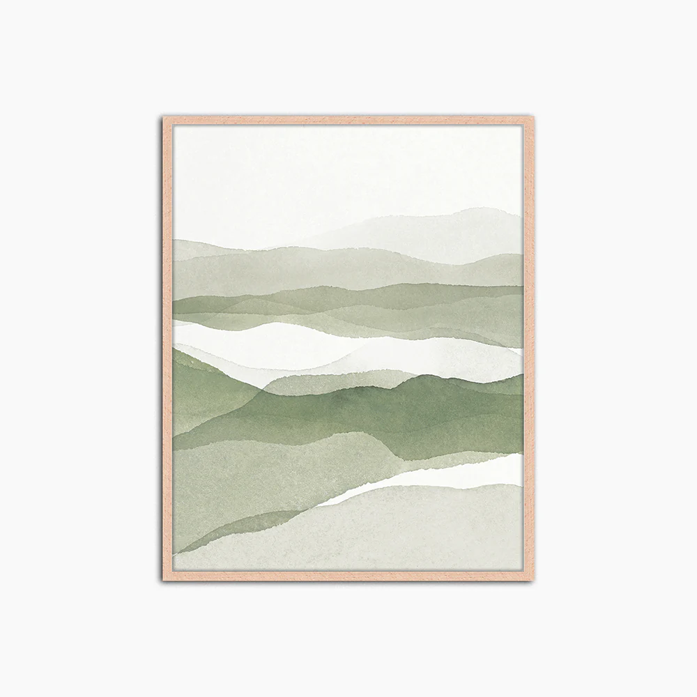 Green Abstract Landscape - Print Muurdecoratie