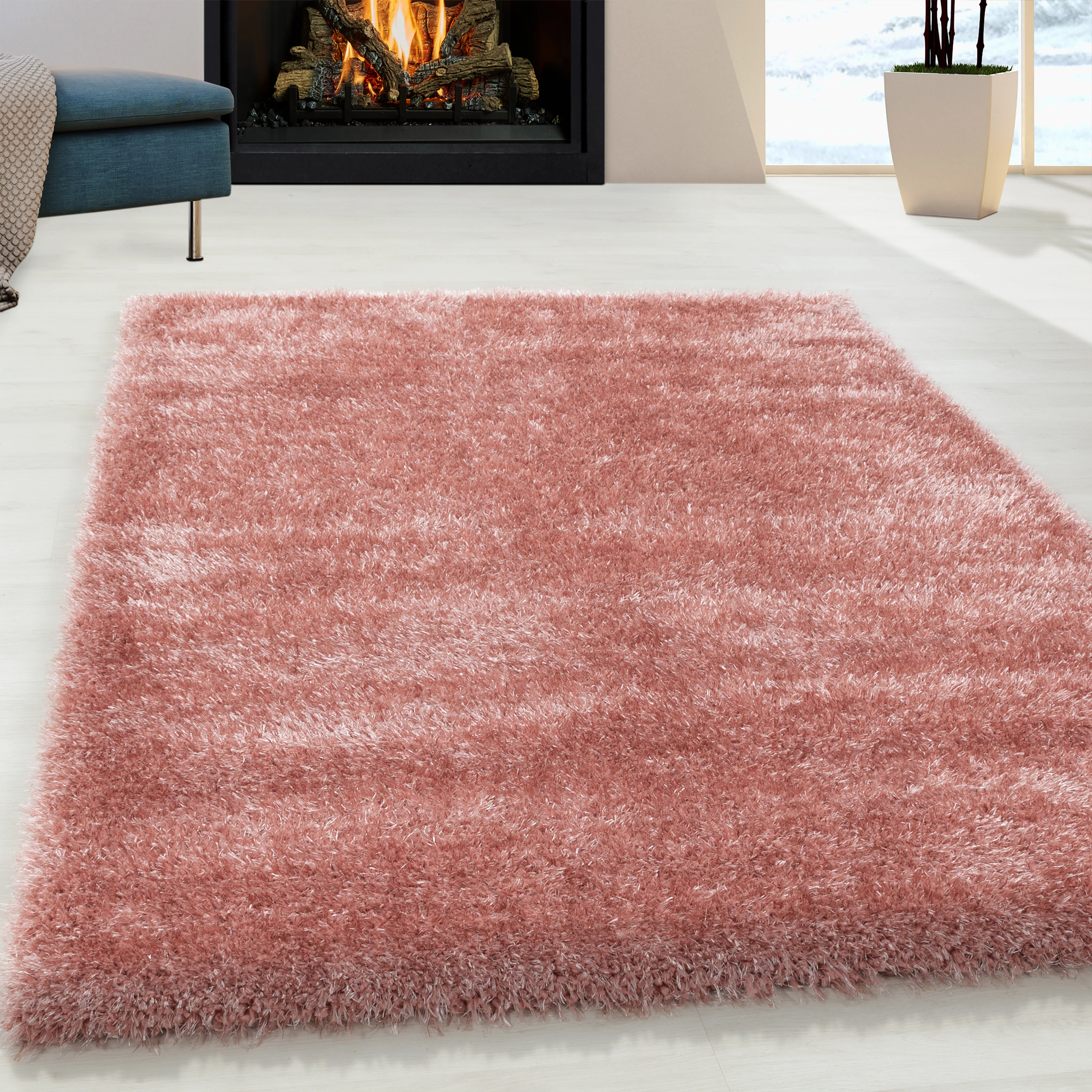 Hoogpolig Vloerkleed Luxe - Plain - Roze - Image 2
