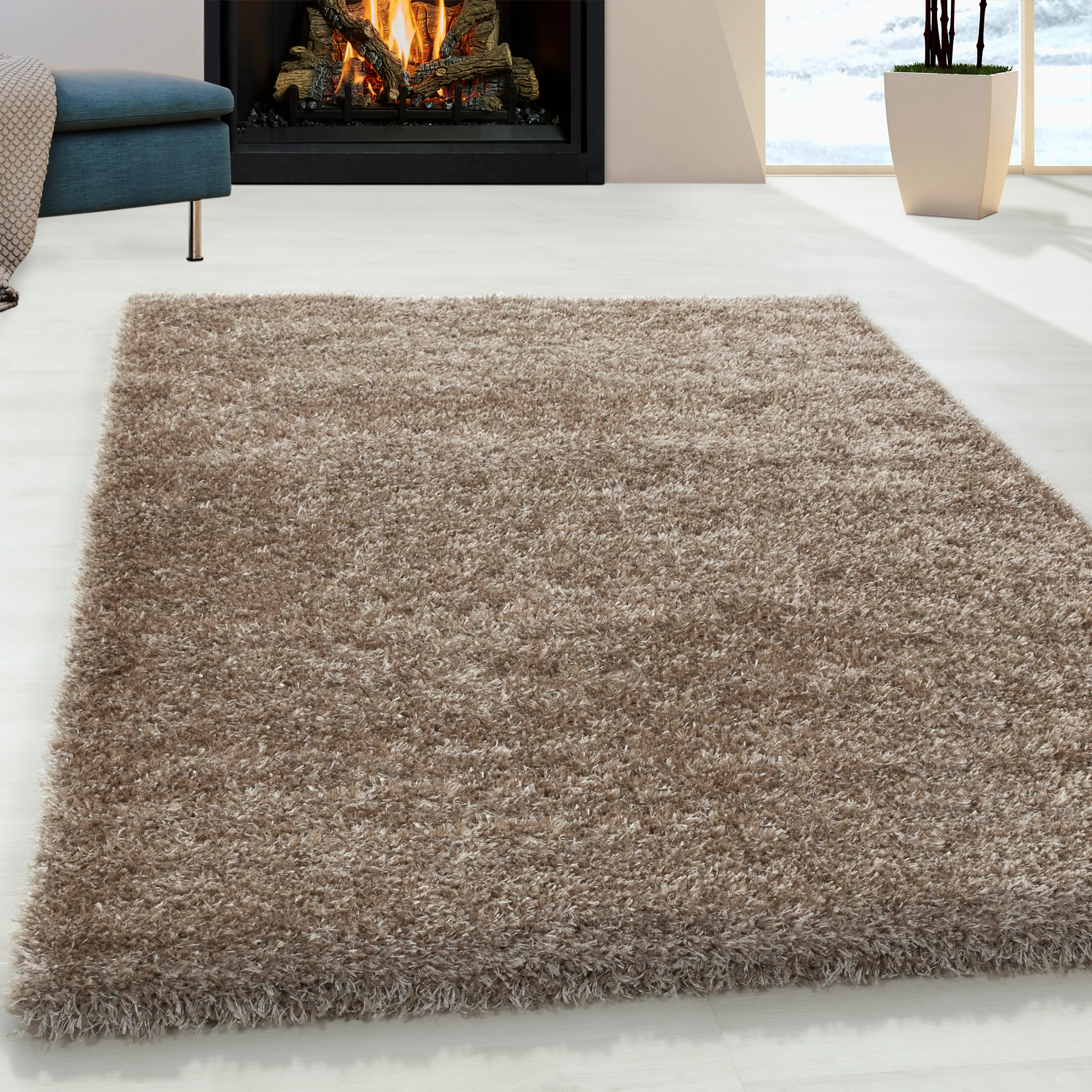 Hoogpolig Vloerkleed Luxe - Plain - Taupe - Image 2