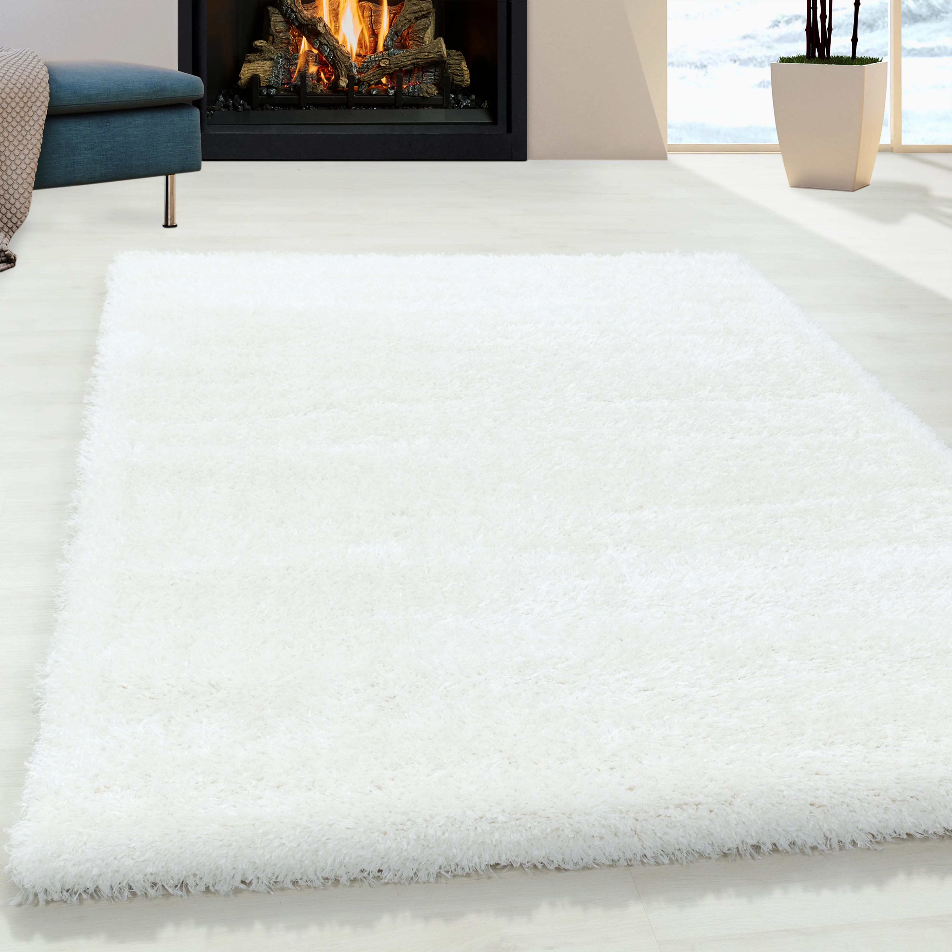 Hoogpolig Vloerkleed Luxe - Plain - Wit - Image 2
