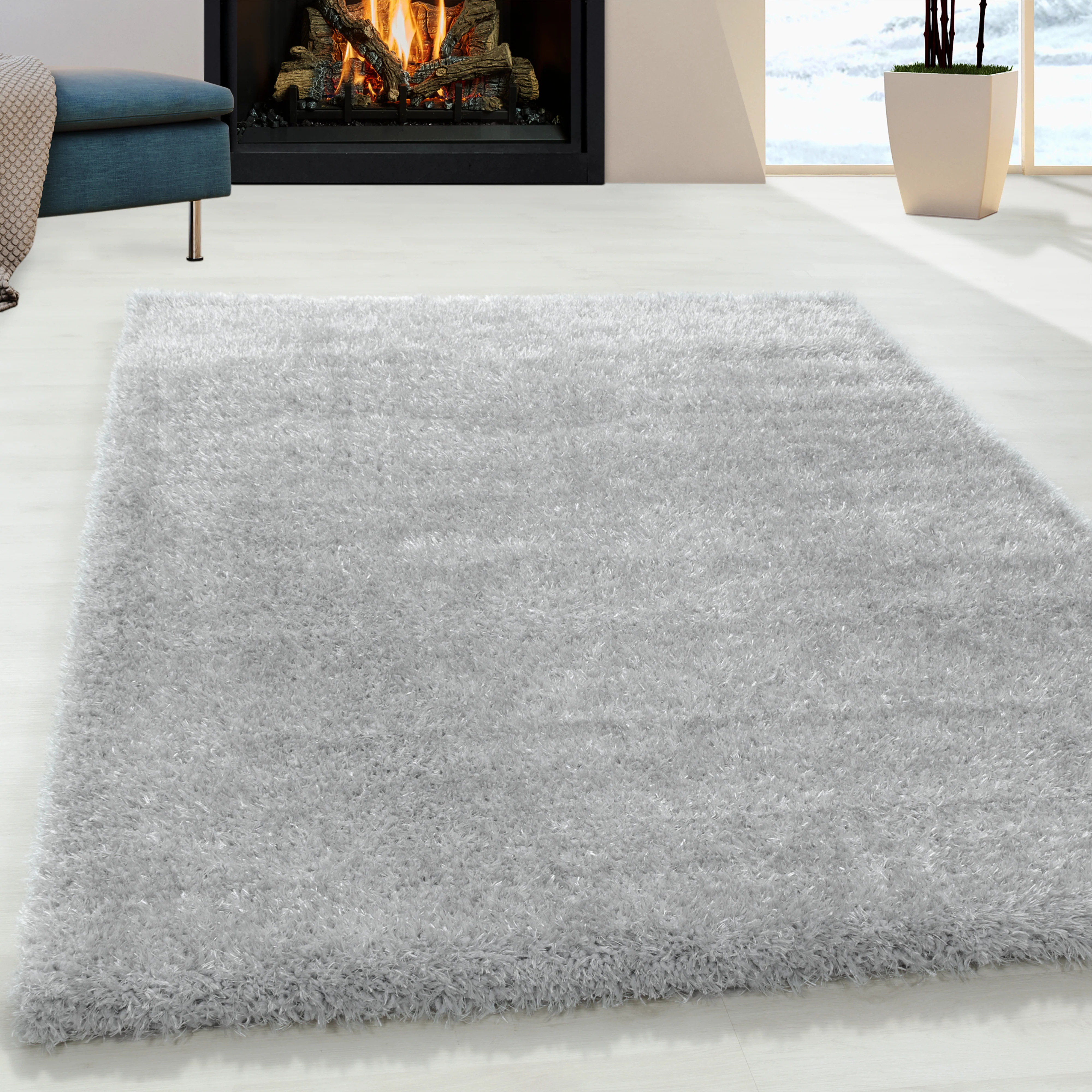 Hoogpolig Vloerkleed Luxe - Plain - Zilver - Image 2