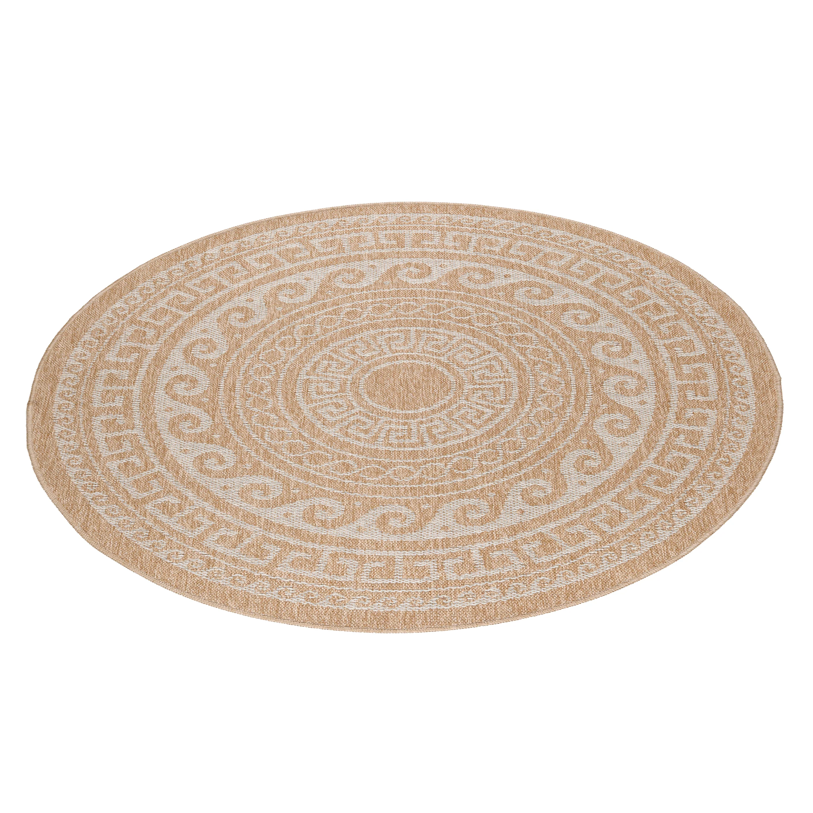 Jute Look Vloerkleed - Rond - Beige Patroon - Image 3