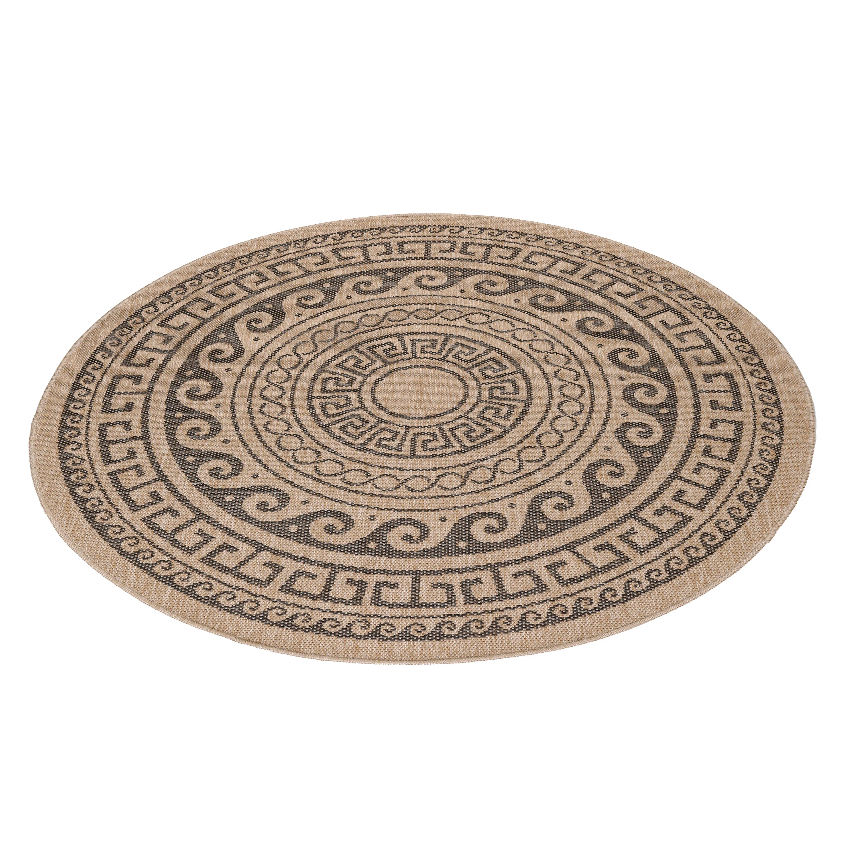 Jute Look Vloerkleed - Rond - Zwart Patroon - Image 3