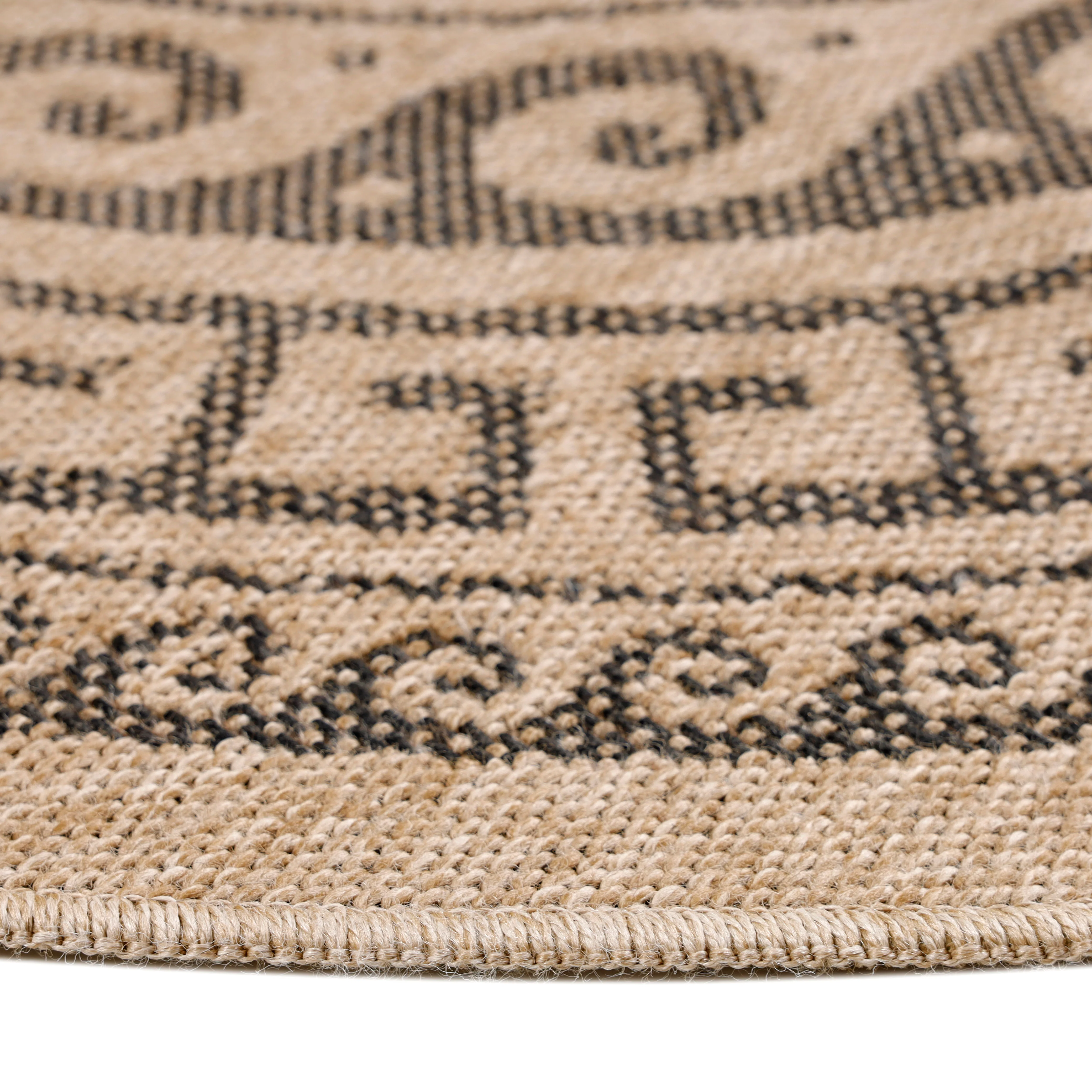 Jute Look Vloerkleed - Rond - Zwart Patroon - Image 4