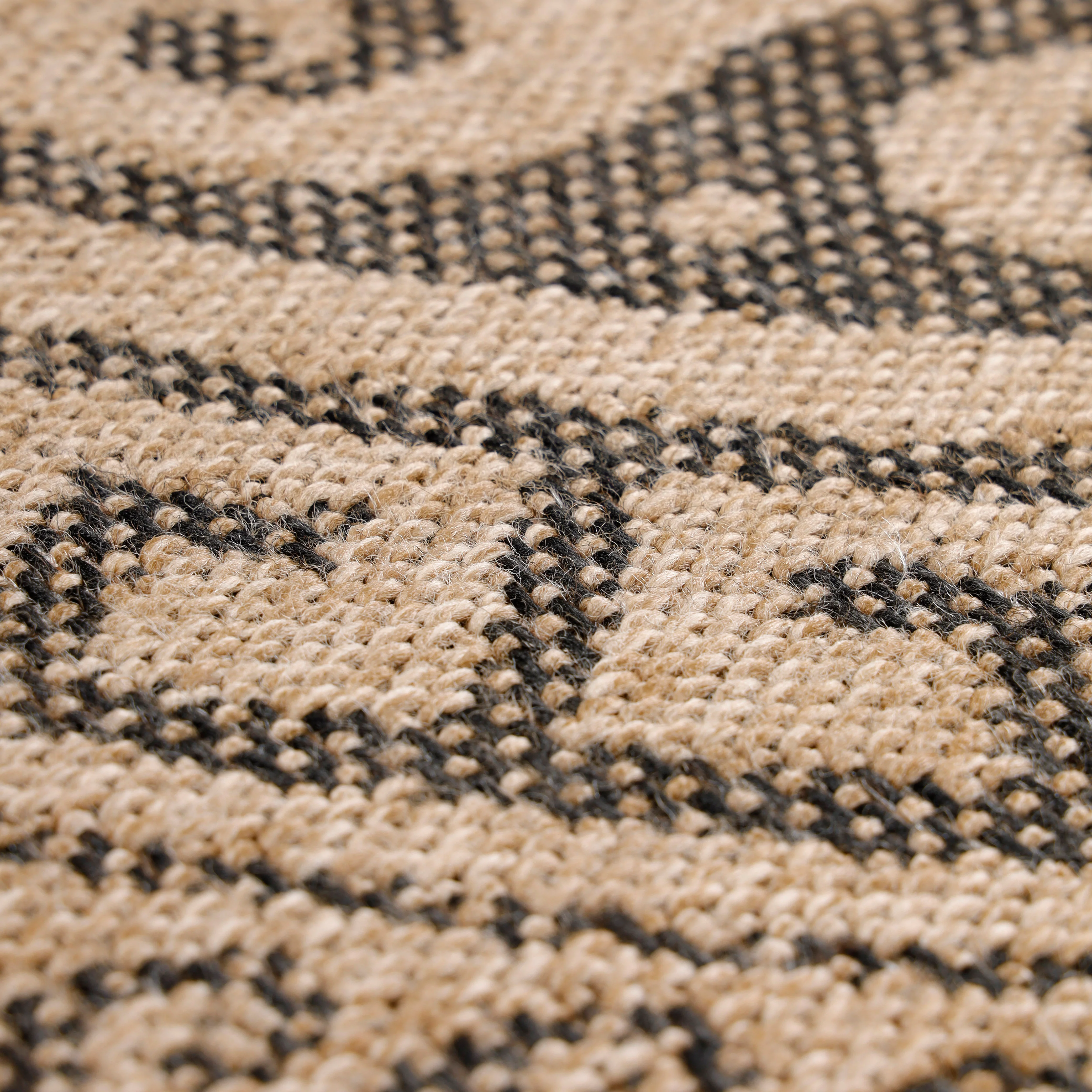 Jute Look Vloerkleed - Rond - Zwart Patroon - Image 6