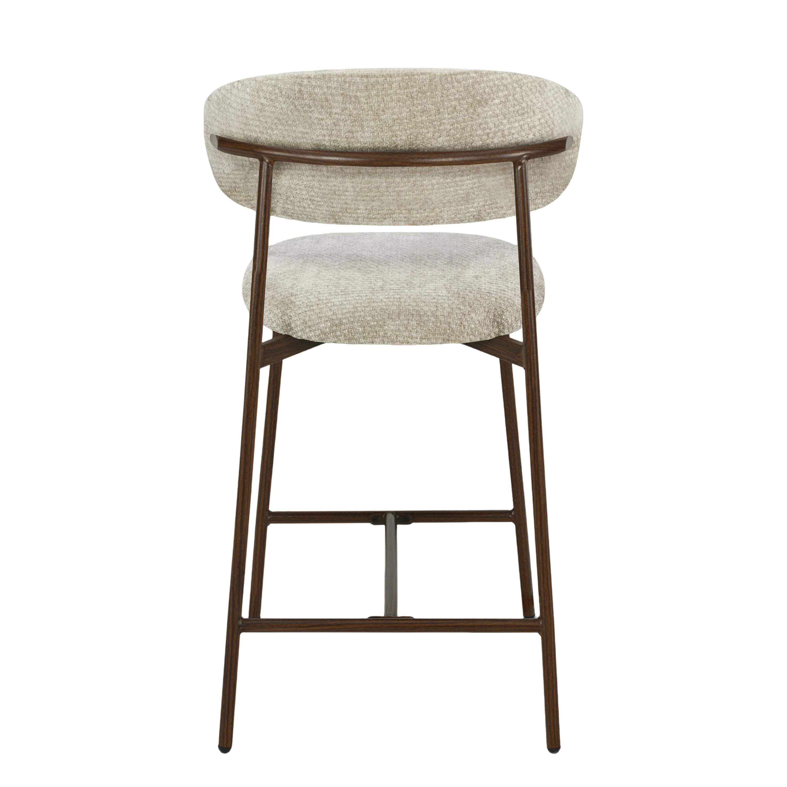 Kiara Barstoel - Beige Chenille - Walnoot - Image 5