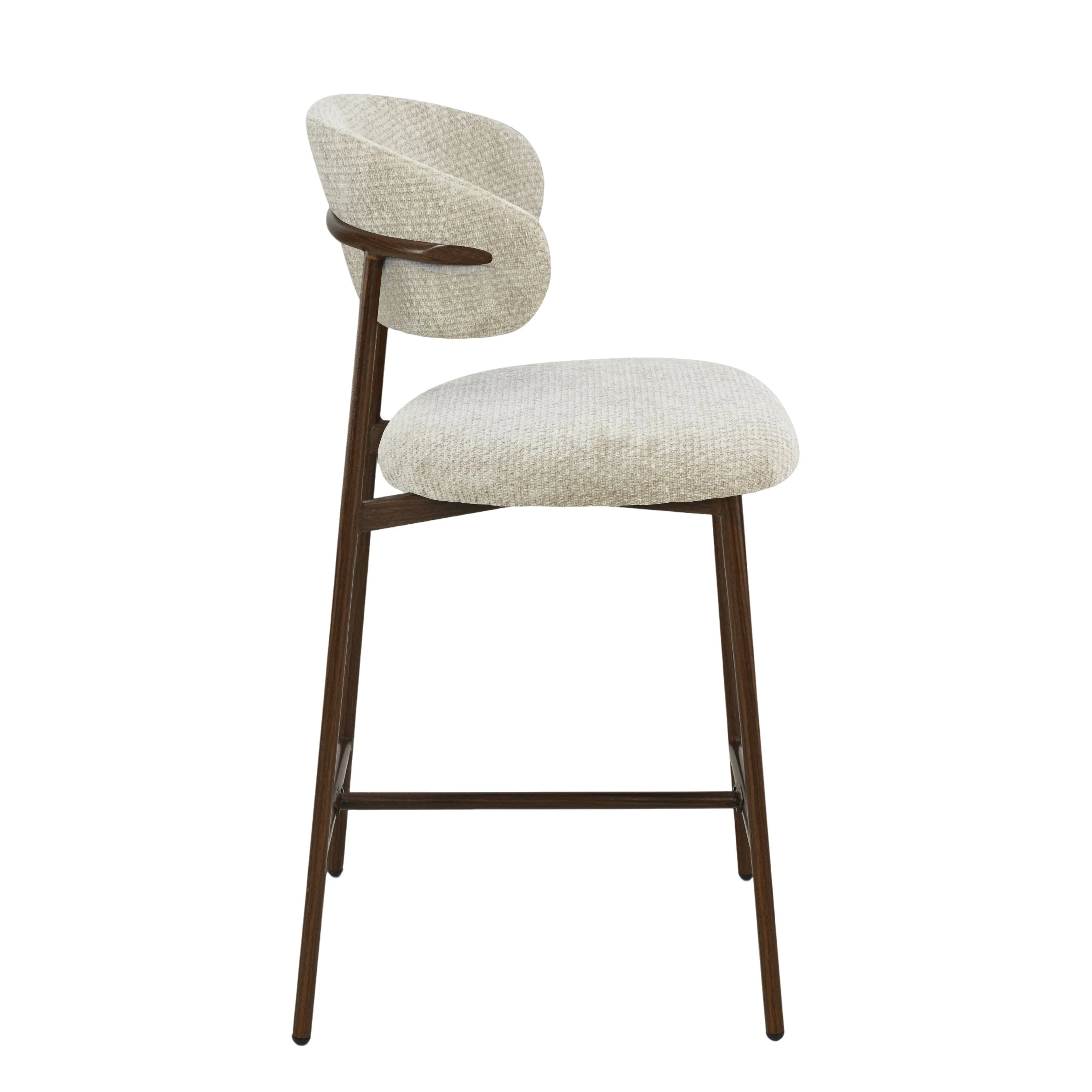 Kiara Barstoel - Beige Chenille - Walnoot - Image 6