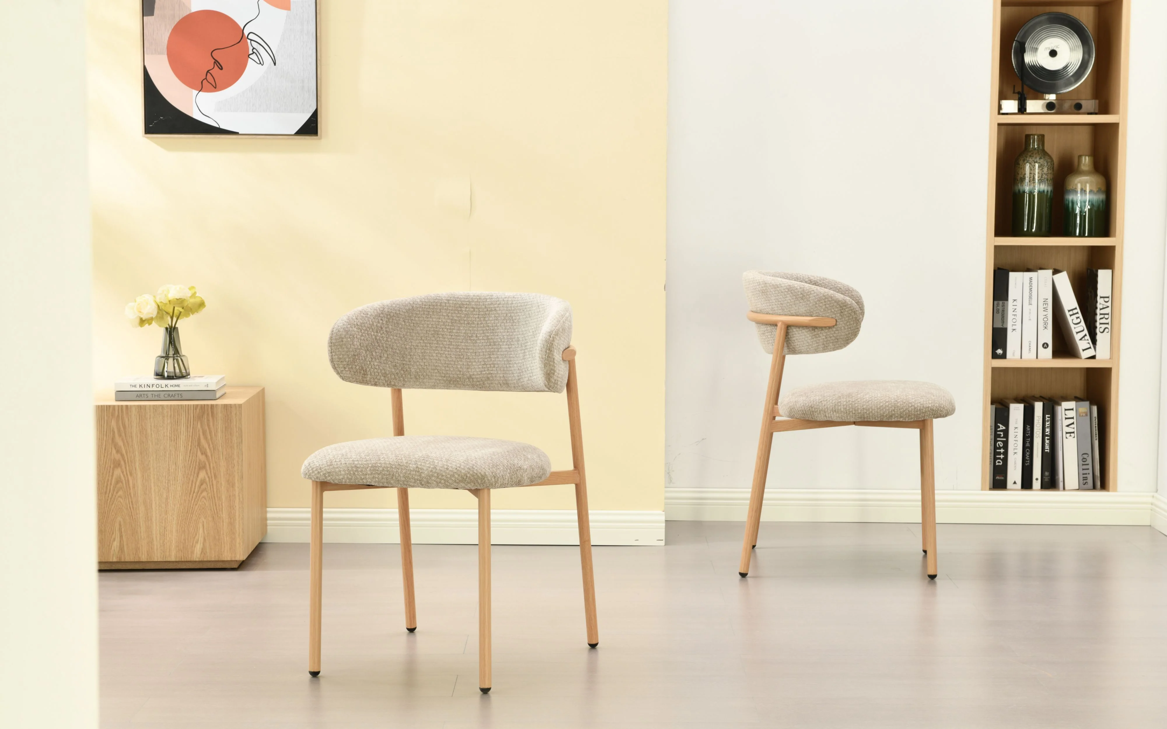 Kiara Eetkamerstoel - Beige Chenille - Naturel - Image 3