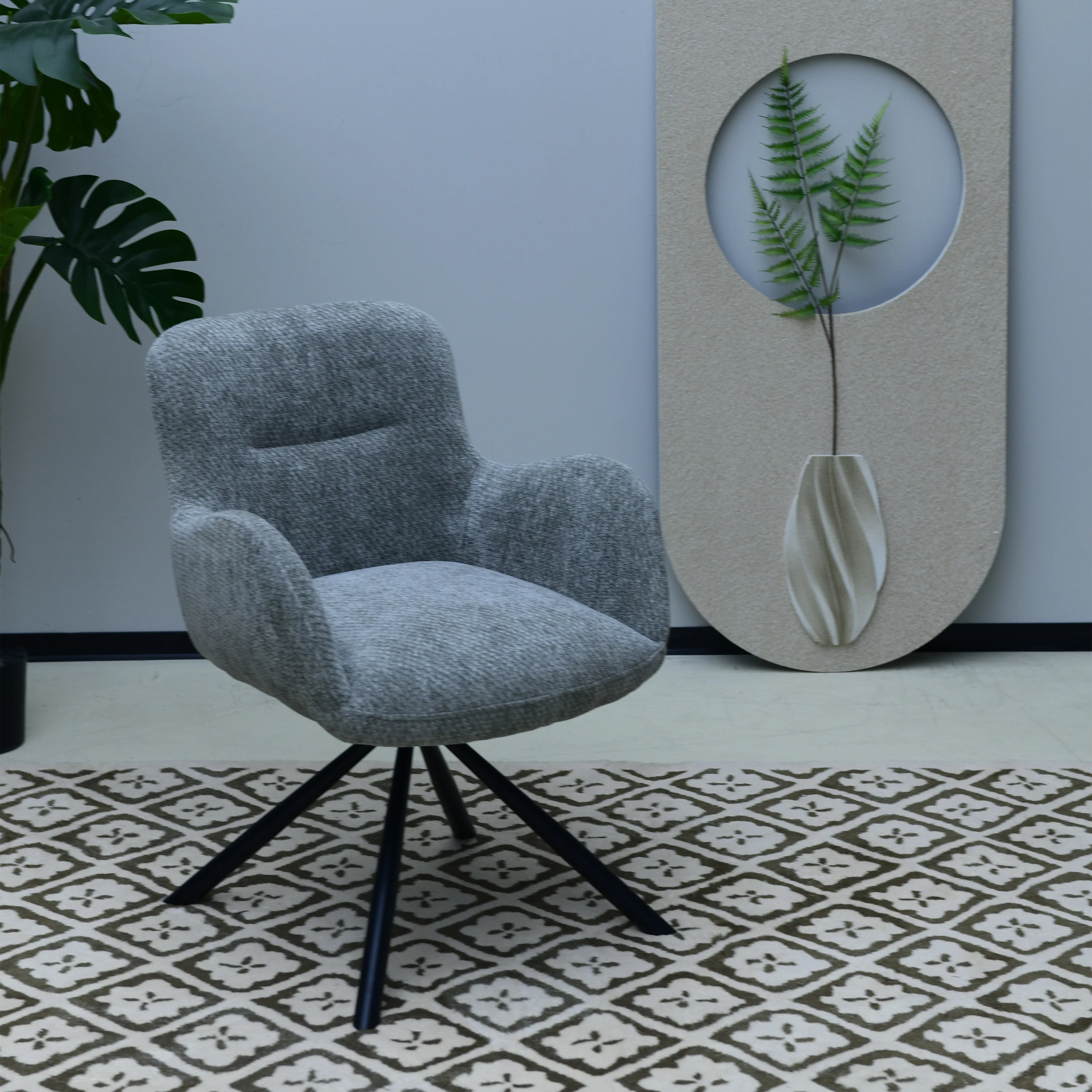 Leta Draaistoel - Grijs - Chenille - Image 2