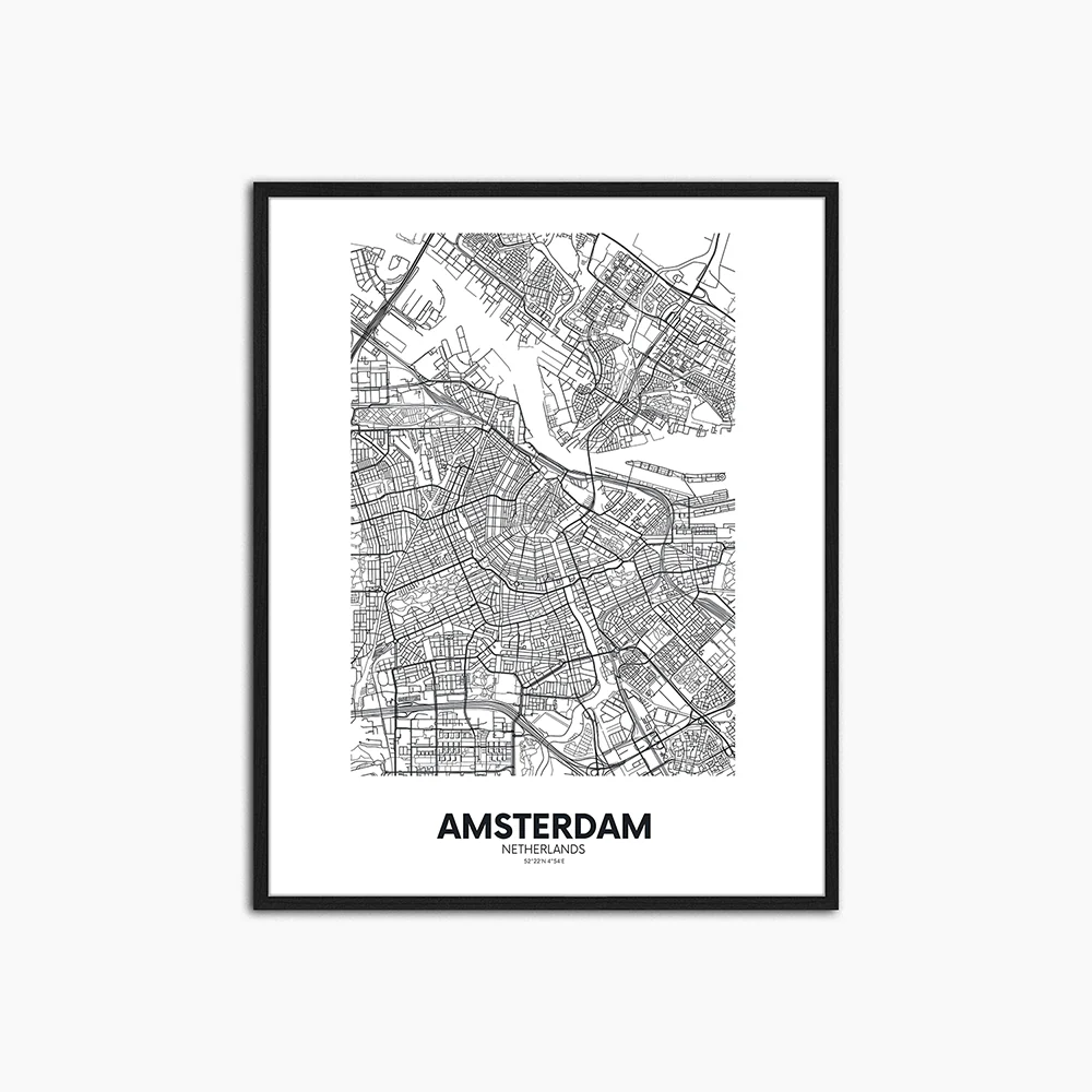 Map of Amsterdam - Print Muurdecoratie