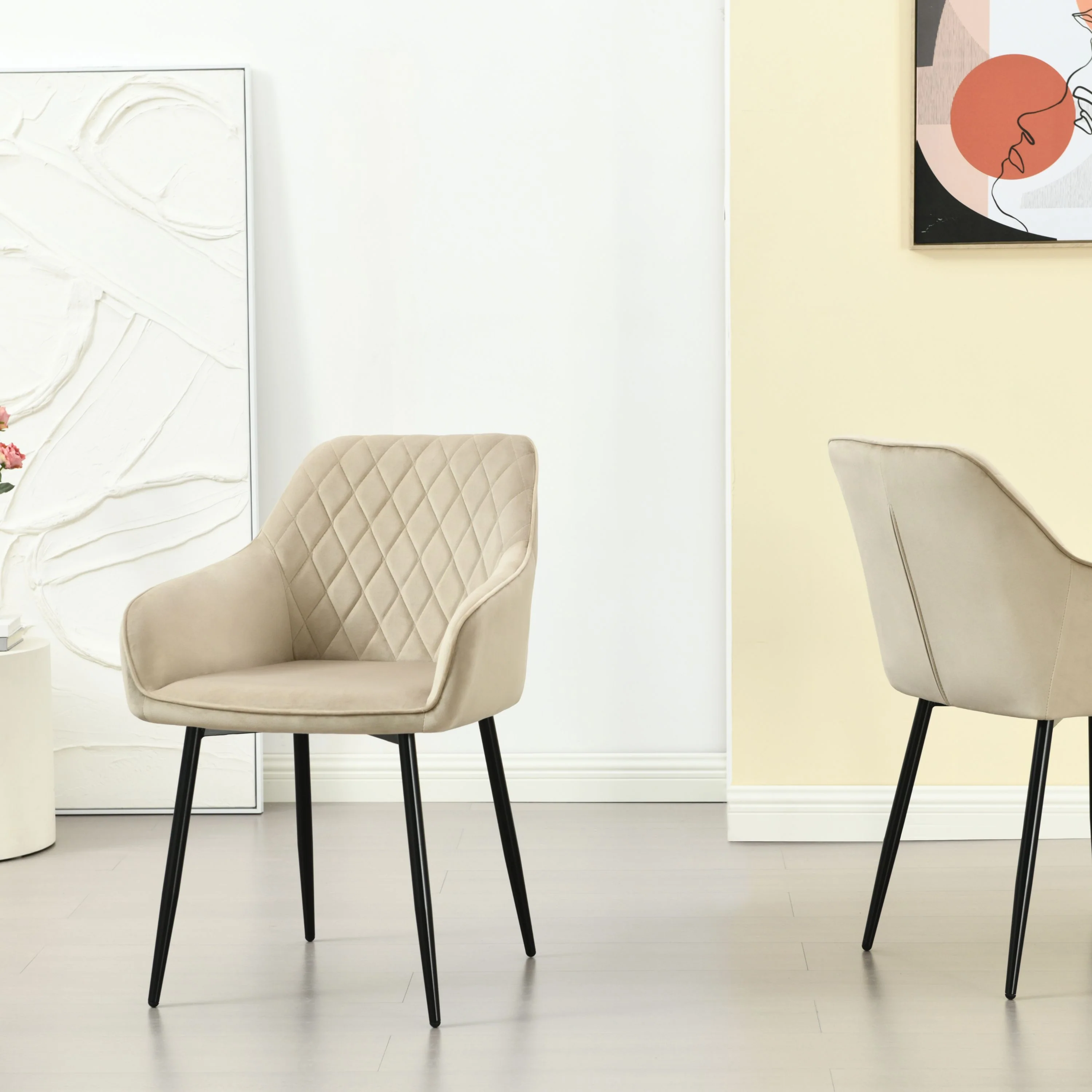 Mila Eetkamerstoel - Beige - Velvet - Image 8