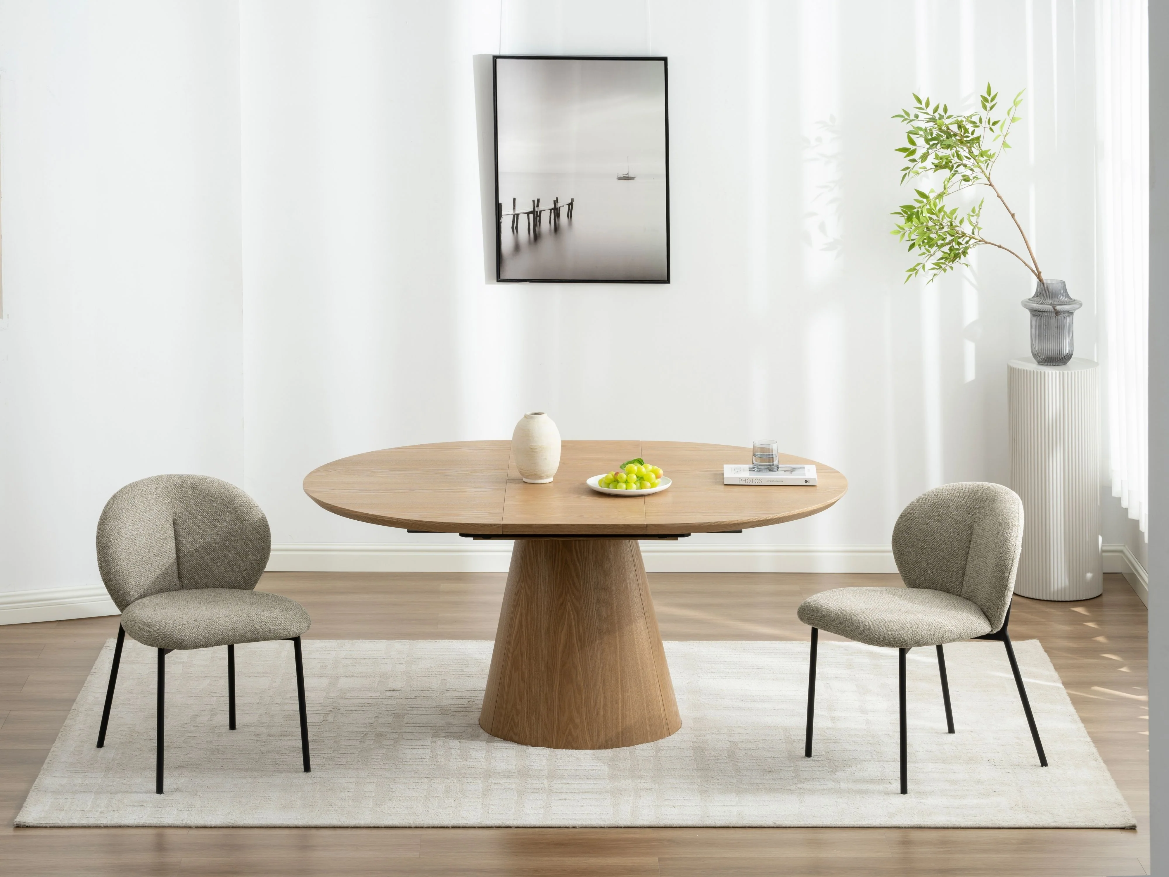Ronde tafel Maya - Naturel Fineer - Uitschuifbaar 120-160cm - Image 10