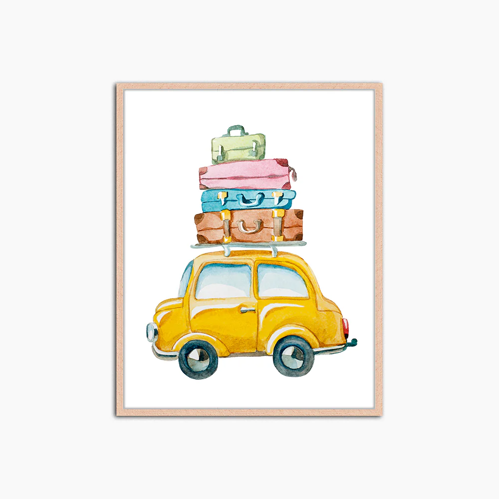 Yellow car - Print Muurdecoratie